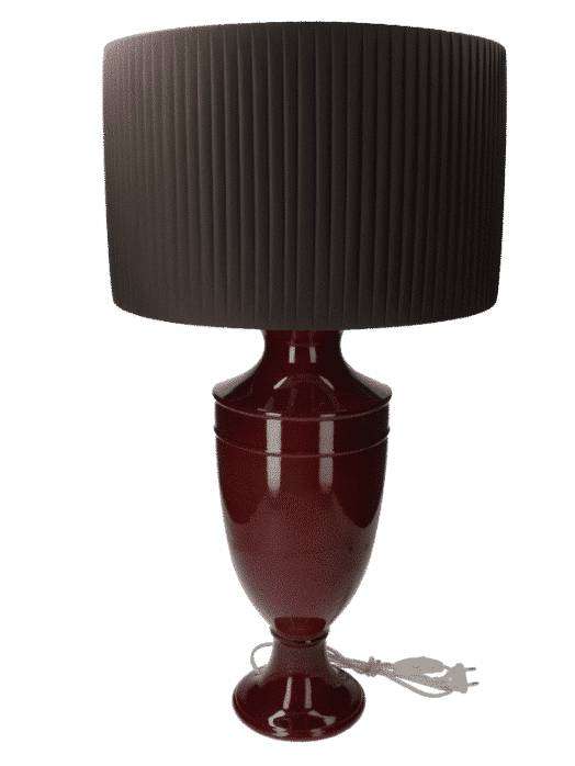 Lampada In Ceramica Da Tavolo Bordeaux Con Paralume