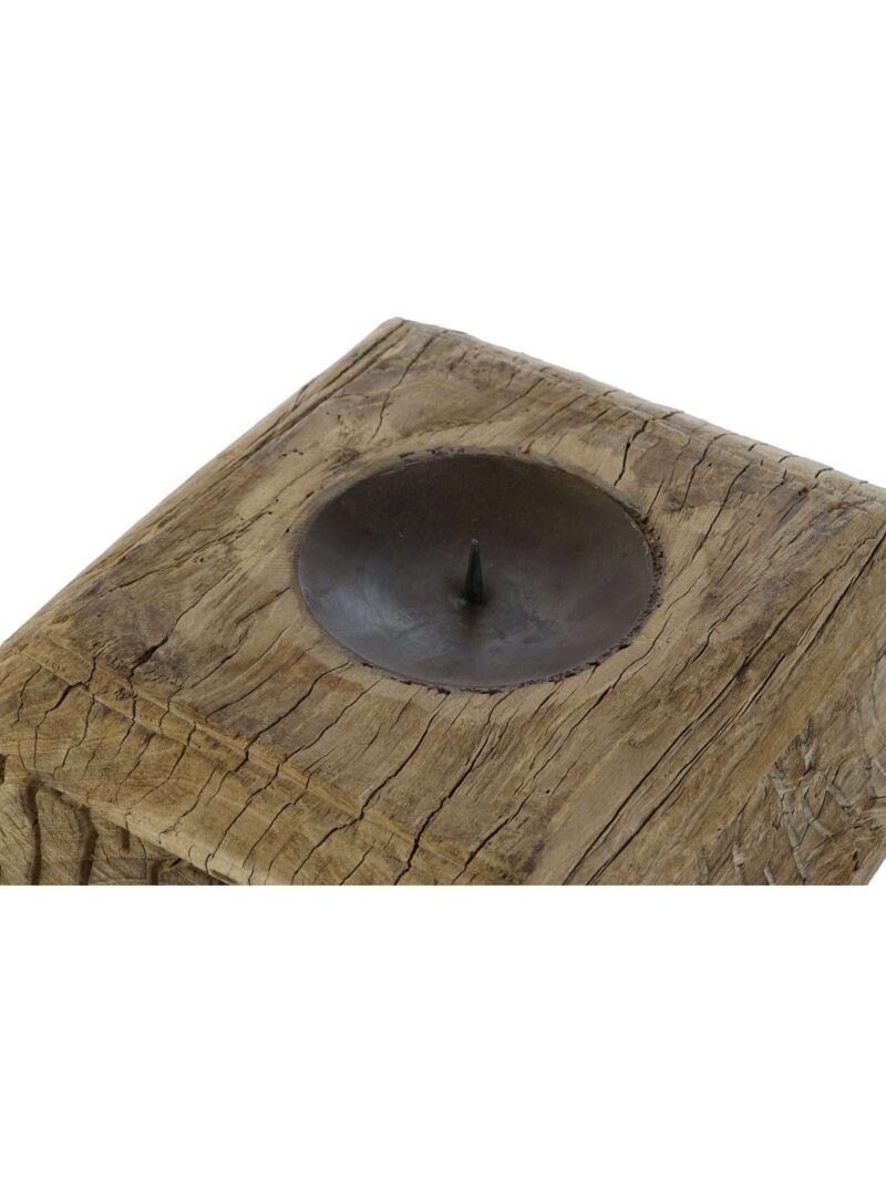 Antico Portacandela In Legno Naturale Riciclato