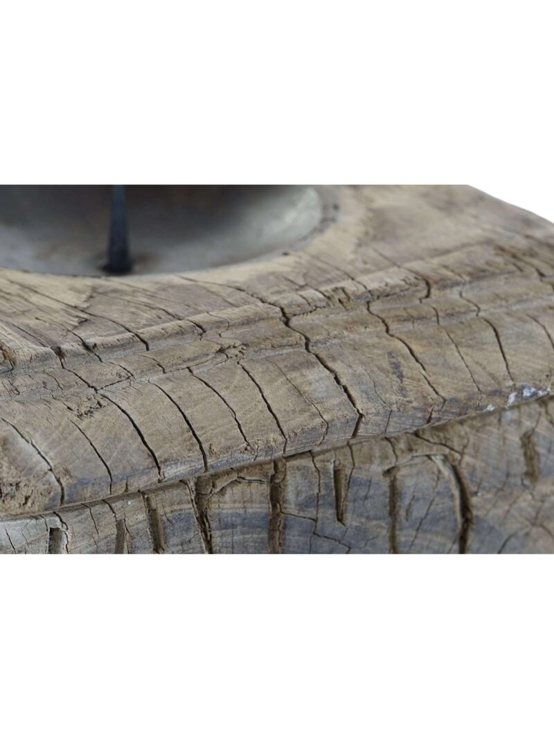 Antico Portacandela In Legno Naturale Riciclato