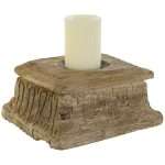 Antico Portacandela in Legno Naturale Riciclato