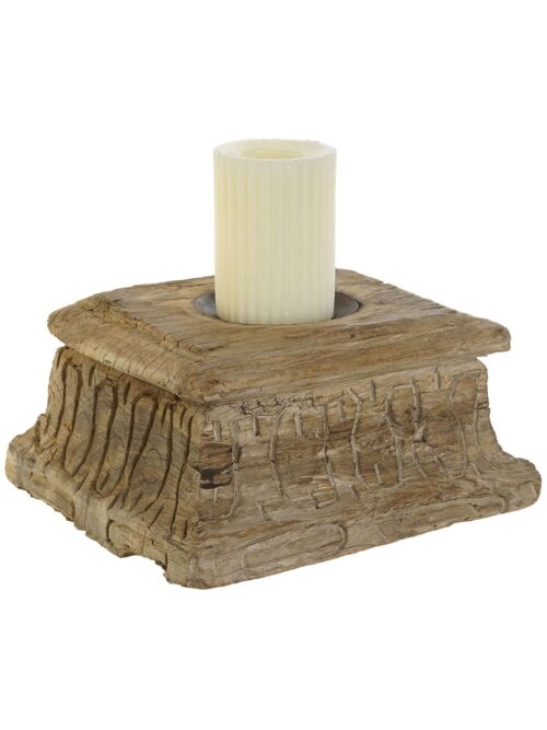 Antico Portacandela in Legno Naturale Riciclato