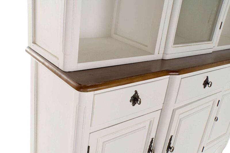 Vetrina Legno Naturale Paulownia Bianco Cristallo 140X45X200