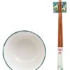 Set Sushi 6 Pezzi In Porcellana E Bacchette Legno-Verde 25X25