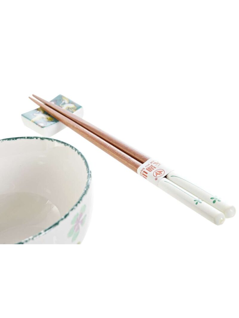Set Sushi 6 Pezzi In Porcellana E Bacchette Legno-Verde 25X25