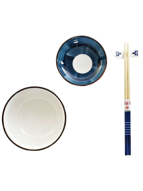 Set Sushi 8 pezzi in Porcellana e Bamboo Azzurro 34x30