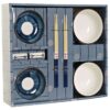 Set Sushi 8 Pezzi In Porcellana E Bamboo Azzurro 34X30