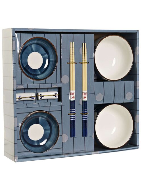 Set Sushi 8 pezzi in Porcellana e Bamboo Azzurro 34x30
