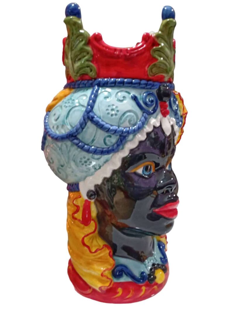Vaso Testa Di Donna Mori Siciliani Dipinta A Mano In Ceramica