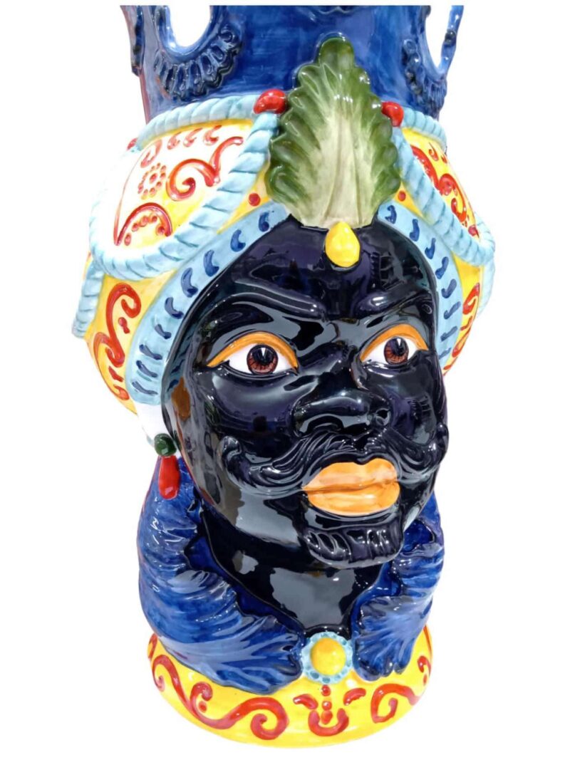 Vaso Testa Di Uomo Mori Siciliani Dipinta A Mano In Ceramica