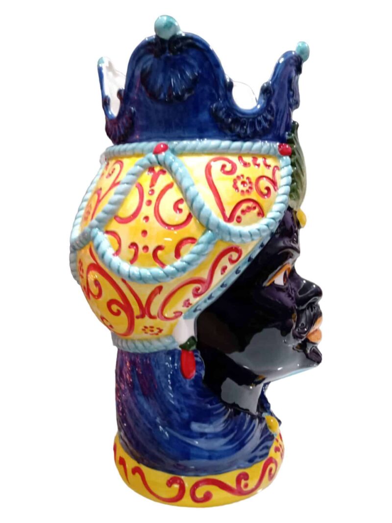 Vaso Testa Di Uomo Mori Siciliani Dipinta A Mano In Ceramica