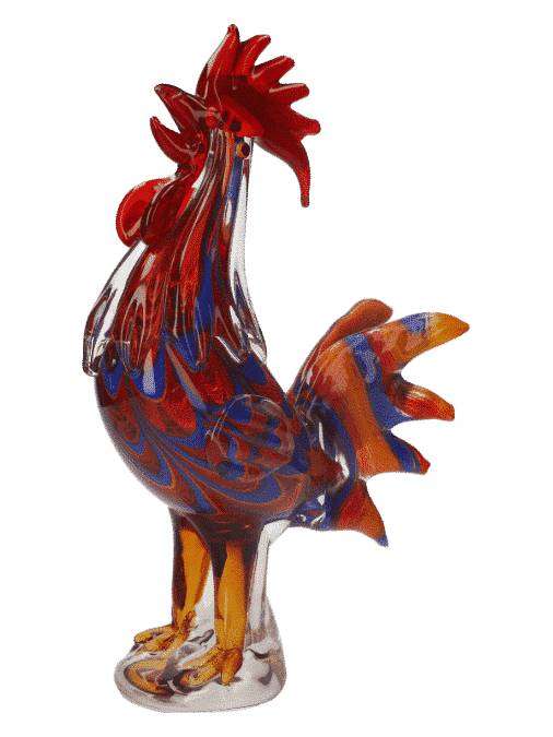 Gallo Decorativo In Vetro Hand Made
