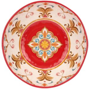 L'insalatiera grande della linea Borgo è un'aggiunta perfetta per una tavola ispirata alle sfumature calde del Mediterraneo. Realizzata con colori accesi e brillanti, questa insalatiera si presta perfettamente per essere mixata liberamente con fantasie e motivi tradizionali. Con un diametro di 36 cm, offre ampio spazio per servire insalate fresche, piatti misti e altre prelibatezze. La sua capacità generosa la rende adatta per accogliere porzioni abbondanti di cibo, ideale per condividere momenti conviviali in famiglia o con gli amici.