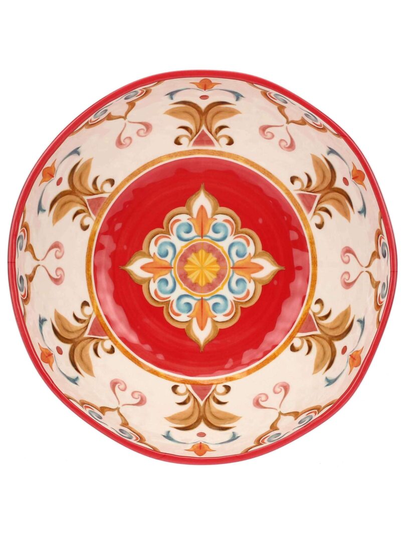 L'Insalatiera Grande Della Linea Borgo È Un'Aggiunta Perfetta Per Una Tavola Ispirata Alle Sfumature Calde Del Mediterraneo. Realizzata Con Colori Accesi E Brillanti, Questa Insalatiera Si Presta Perfettamente Per Essere Mixata Liberamente Con Fantasie E Motivi Tradizionali. Con Un Diametro Di 36 Cm, Offre Ampio Spazio Per Servire Insalate Fresche, Piatti Misti E Altre Prelibatezze. La Sua Capacità Generosa La Rende Adatta Per Accogliere Porzioni Abbondanti Di Cibo, Ideale Per Condividere Momenti Conviviali In Famiglia O Con Gli Amici.