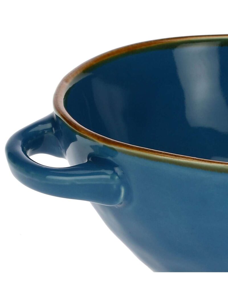 Concerto Ciotola Zuppa Con Manici Blu Avio Rose E Tulipani