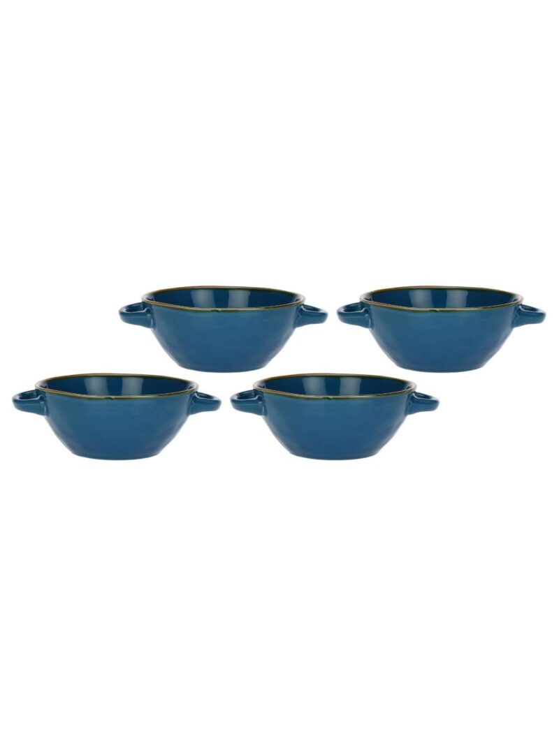 Concerto Ciotola Zuppa Con Manici Blu Avio Rose E Tulipani