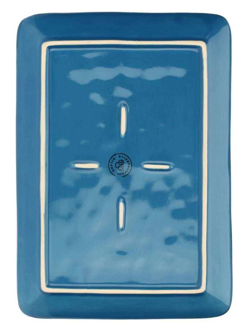 Concerto Vassoio Rettangolare 19X27 Cm Blu Avio Rose E Tulipani