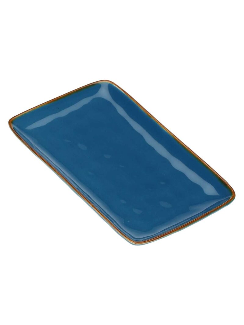 Concerto Vassoio Rettangolare 19X27 Cm Blu Avio Rose E Tulipani