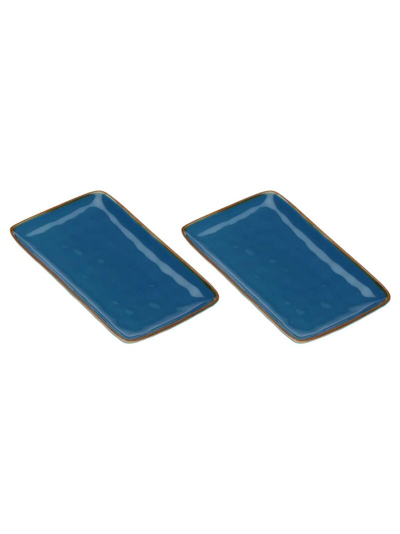 Concerto Vassoio Rettangolare 19X27 Cm Blu Avio Rose E Tulipani