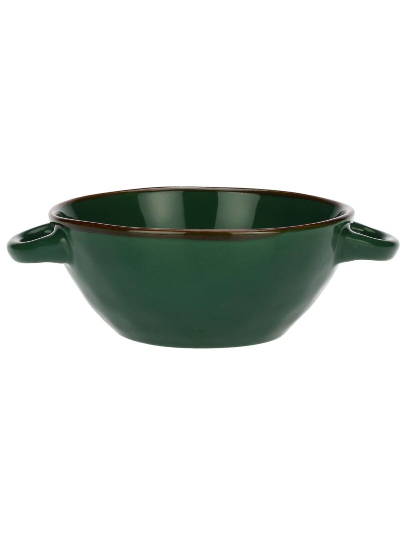 Ciotola Zuppa Ceramica Verde Bosco Con Manici