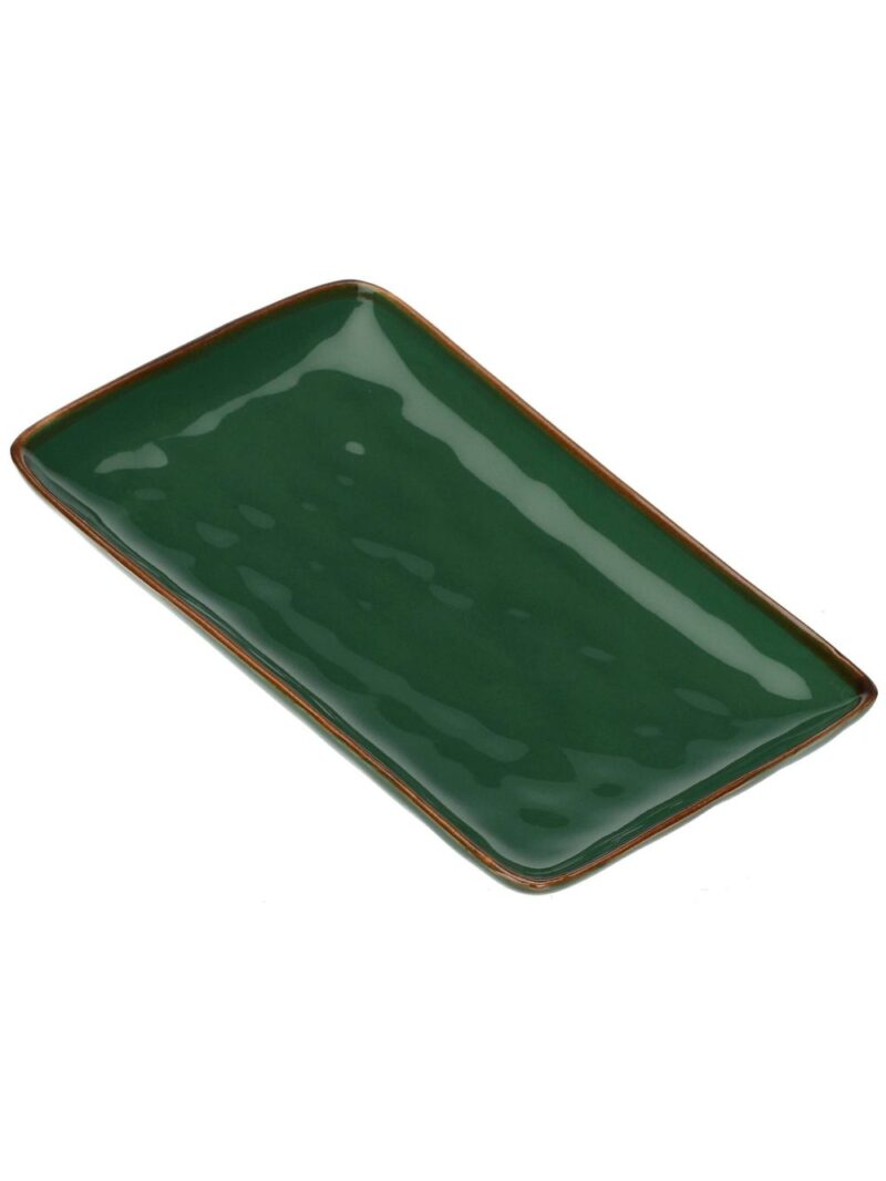 Vassoio Rettangolare Verde Bosco Ceramica 19X27 – Serie Concerto Di Rose &Amp; Tulipani: Gusto E Raffinatezza Ogni Giorno