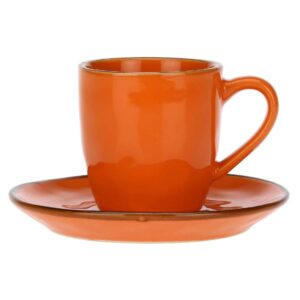 Tazzina da Caffè Arancio con Piattino in Ceramica