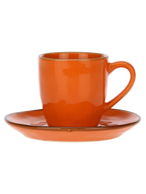 Tazzina da Caffè Arancio con Piattino in Ceramica