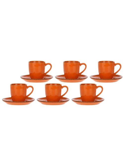 Tazzina da Caffè Arancio con Piattino in Ceramica