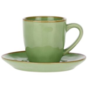 Tazzina da Caffè Te' Verde con Piattino in Ceramica