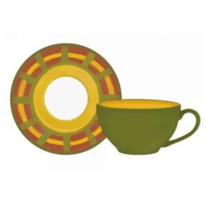 Tazzina da Caffè Arancio con Piattino in Ceramica - Serie Concerto di Rose & Tulipani: Gusto e Raffinatezza Ogni Giorno