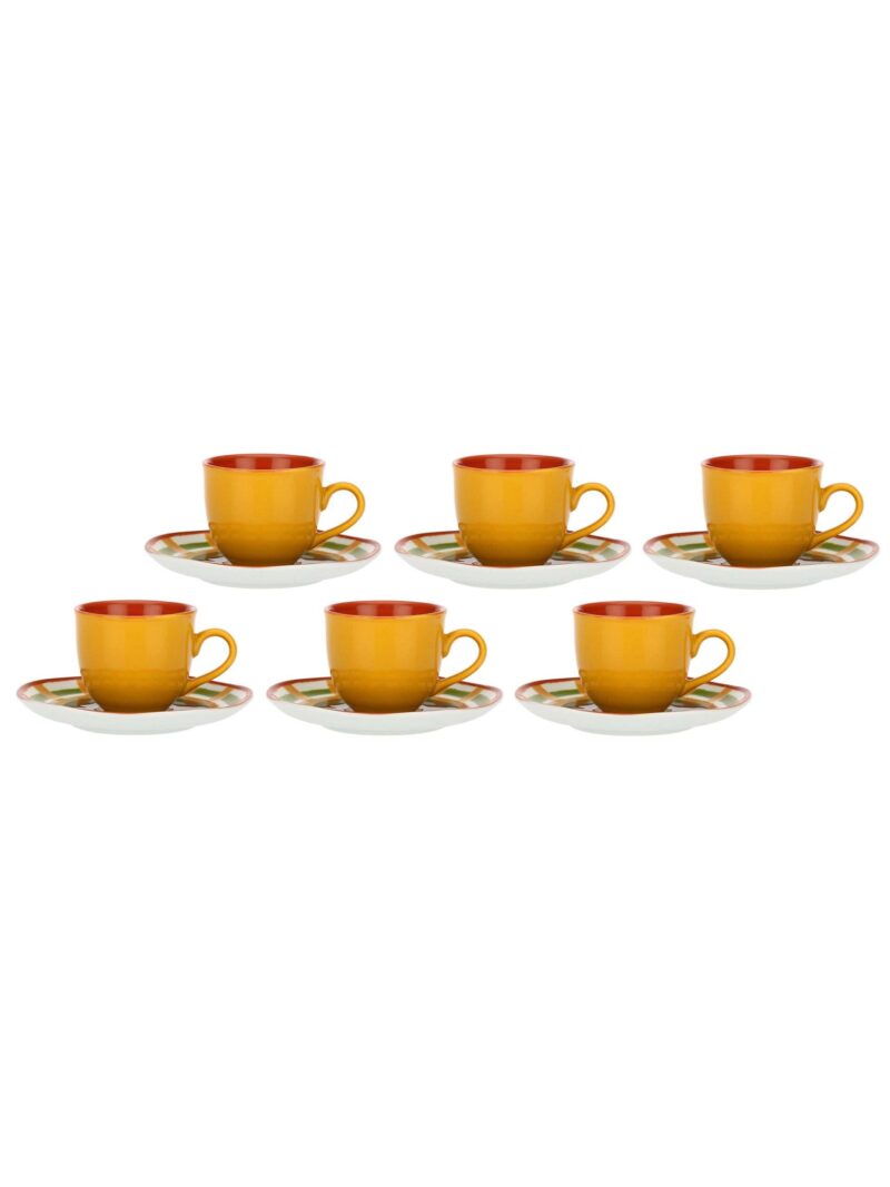 Tazzine Caffè Con Piattino Gialle Cottage Rose E Tulipani