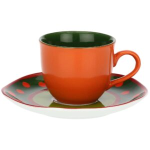 Tazzine Caffè con Piattino Rosse Cottage Rose e Tulipani
