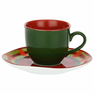Tazzine Caffè con Piattino Verdi Cozy Cottage Rose e Tulipani