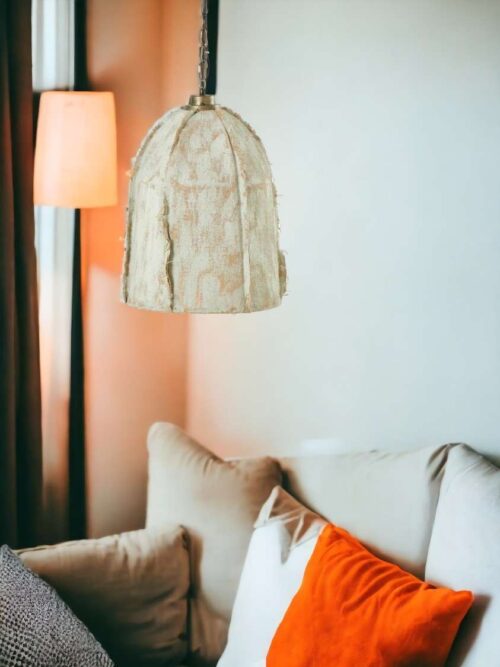 Lampadario con Plafoniera in Tela Ramata di Juta