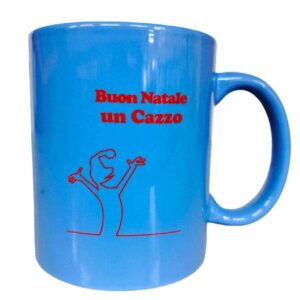 Tazza Mug BUON NATALE UN CAZZO con Manico Azzurro