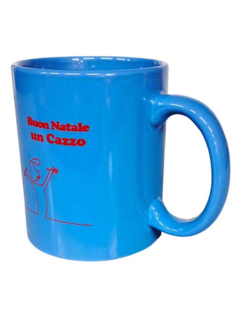 Tazza Mug Buon Natale Un Cazzo Con Manico Azzurro