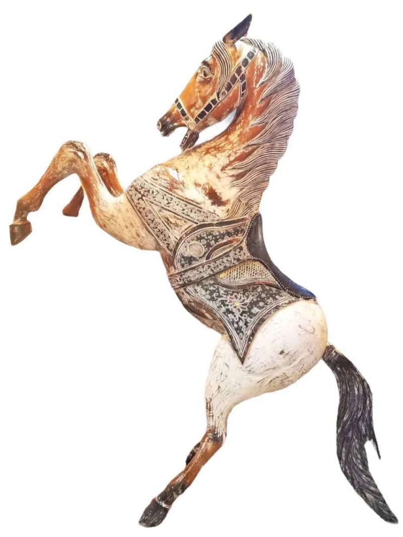 Cavallo Rampante Intagliato A Mano