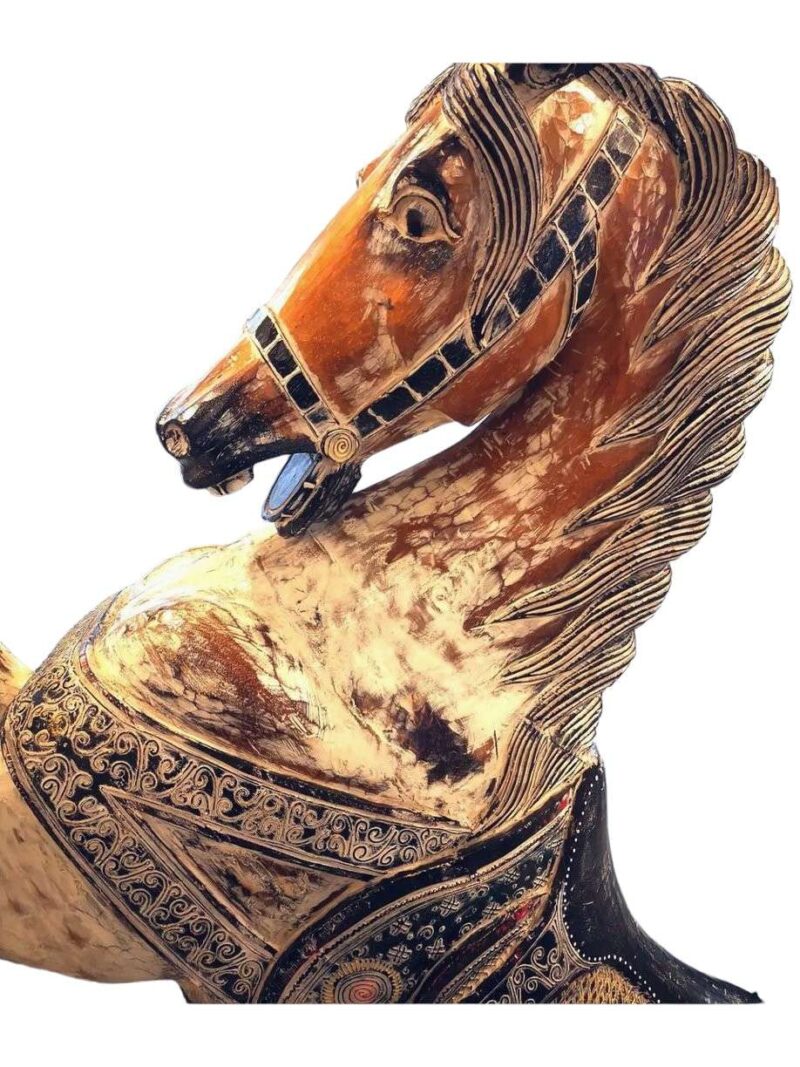 Cavallo Rampante Intagliato A Mano