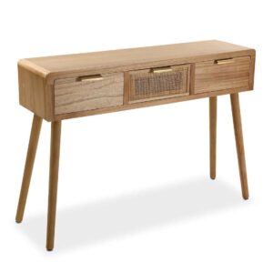 Consolle 3 Cassetti in Rattan e Legno