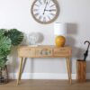 Consolle 3 Cassetti In Rattan E Legno