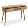 Consolle 3 Cassetti In Rattan E Legno