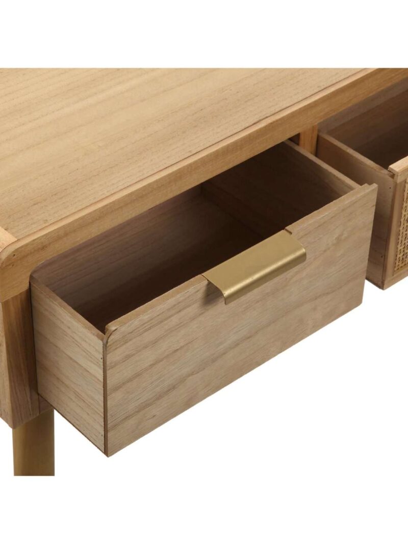 Consolle 3 Cassetti In Rattan E Legno