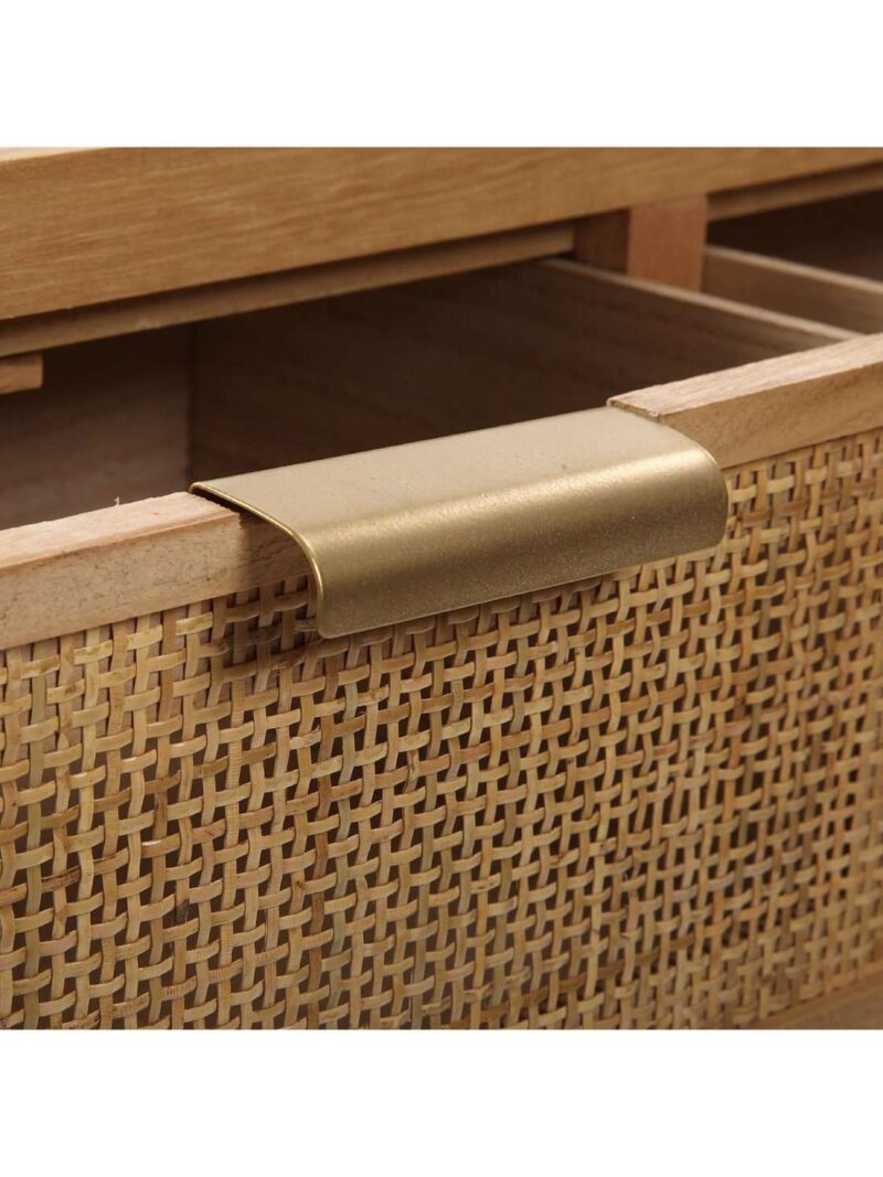 Consolle 3 Cassetti In Rattan E Legno