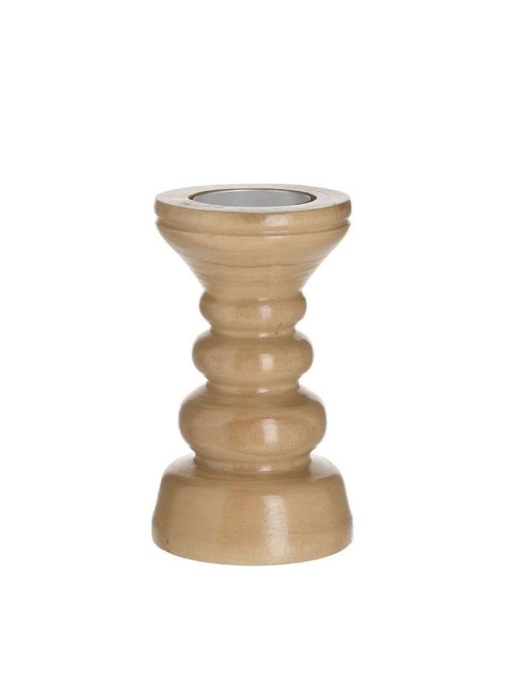 Portacandela In Legno Naturale H21