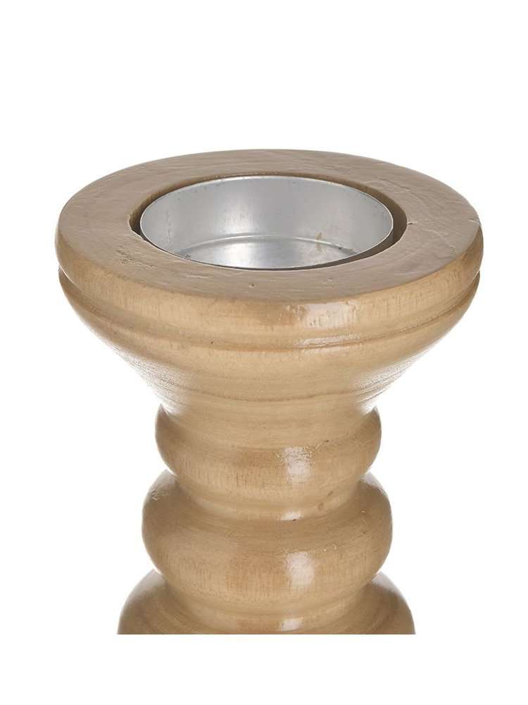 Portacandela In Legno Naturale H21