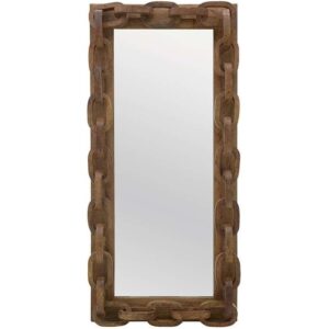 Specchio da Parete Cornice Catena in Legno Naturale