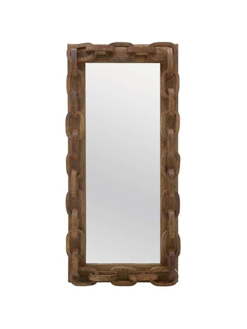 Specchio da Parete Cornice Catena in Legno Naturale