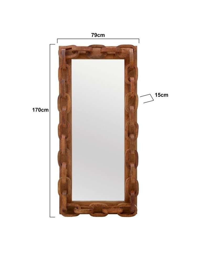 Specchio Da Parete Cornice Catena In Legno Naturale