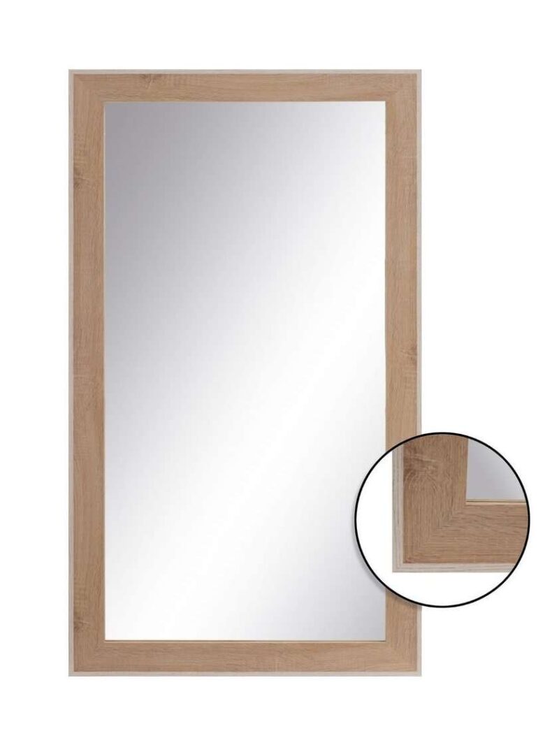 Specchio Grande Da Parete Legno Naturale Con Bordo Bianco