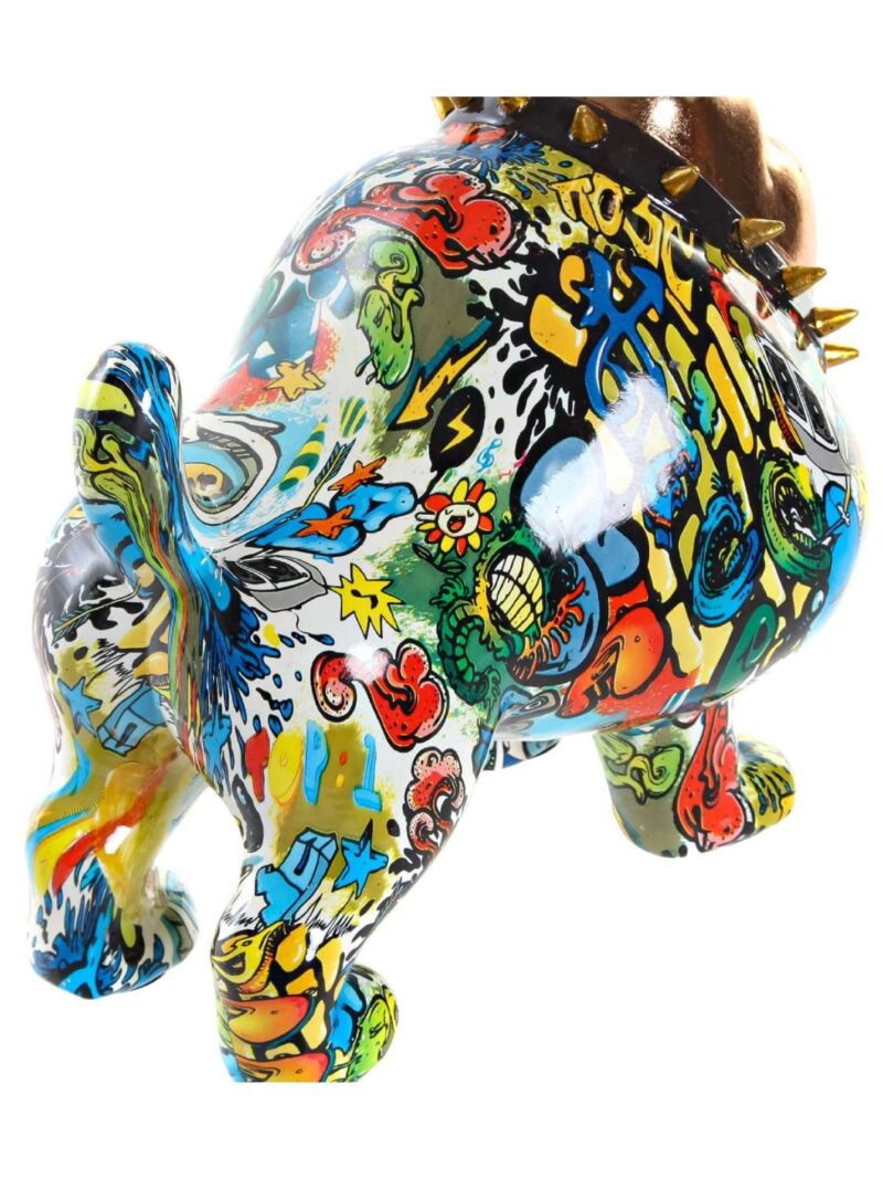 Decorazione In Resina Cane Bulldog Multicolor Con Testa Dorata