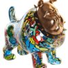 Decorazione In Resina Cane Bulldog Multicolor Con Testa Dorata